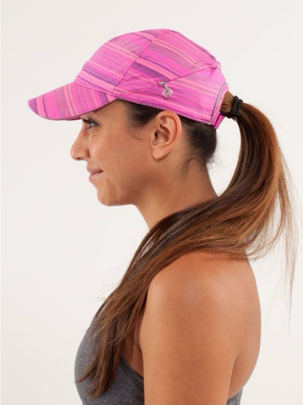 lululemon athletica Pink Striped Ponytail Cap
